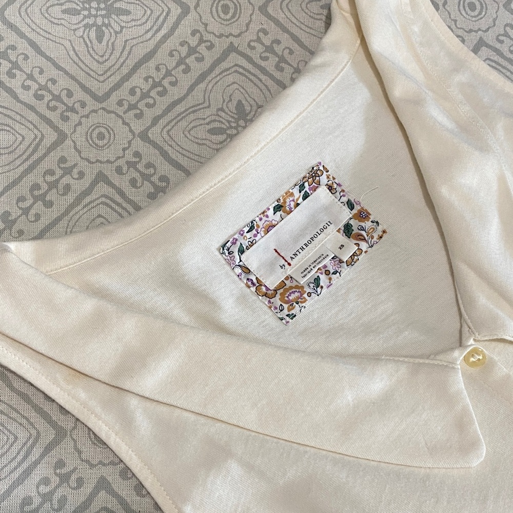Anthropologie Ivory Sleeveless Blouse